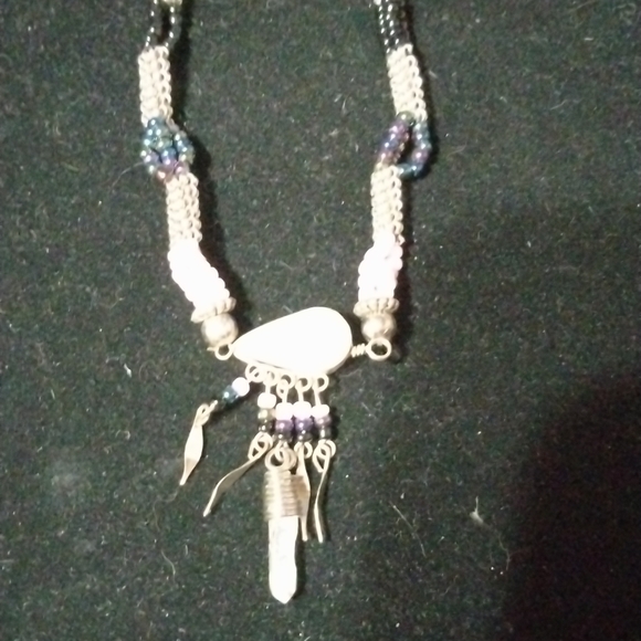 Pink Jasper and crystal ankle bracelet silver tone NWT (sku 724) - Picture 3 of 5